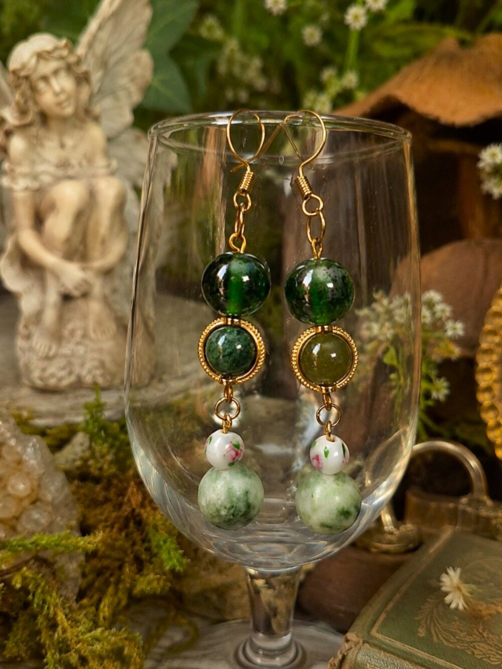 Elegant Tourmaline Crystal Earrings – Floral Vintage Inspired Earrings, Romantic